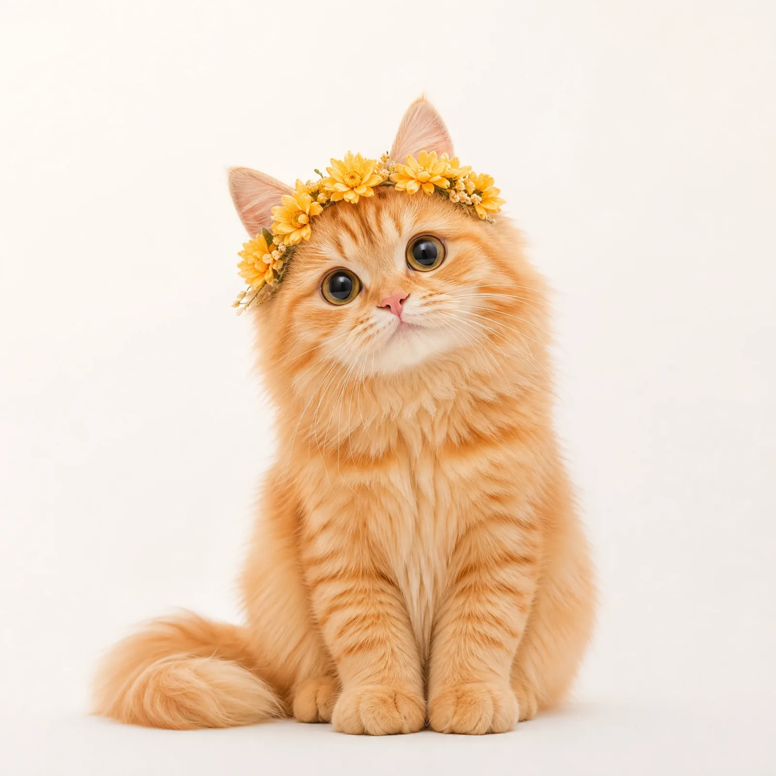 戴着亮黄色花环的橘猫喵星人才艺之星头像